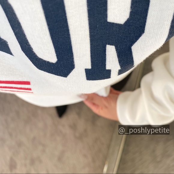 White printed oversized hoodie sweatshirt sweater cinched long sleeve - Picture 11 of 15